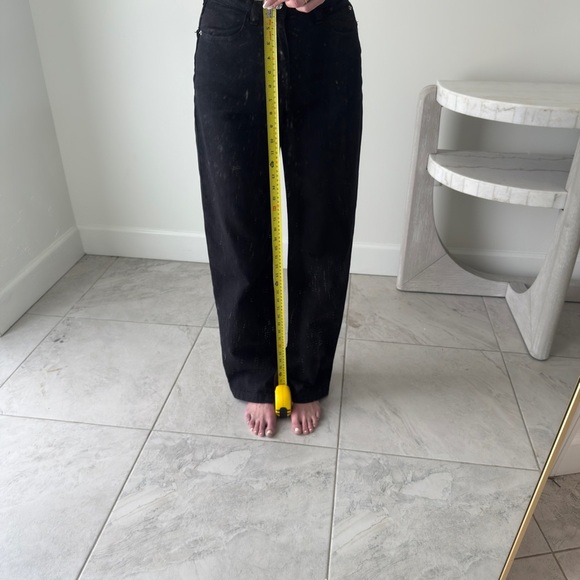 We Wore What High Rise Wide Leg Black Denim Jeans Split Leg - Picture 9 of 13